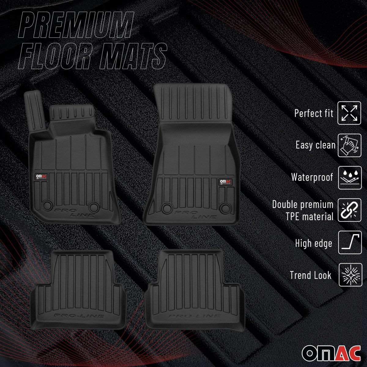 BMW 4 Series G26 Gran Coupe Floor Mat - Omac - Proline Premium TPE - Black - '21-'24